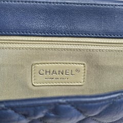 Chanel Blue Leather Quilted Maxi Chain Around Flap Bag