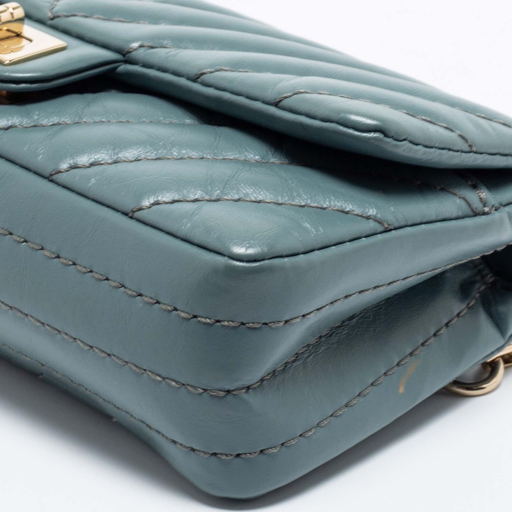 Chanel Blue Leather Reissue 2.55 Belt Bag 4