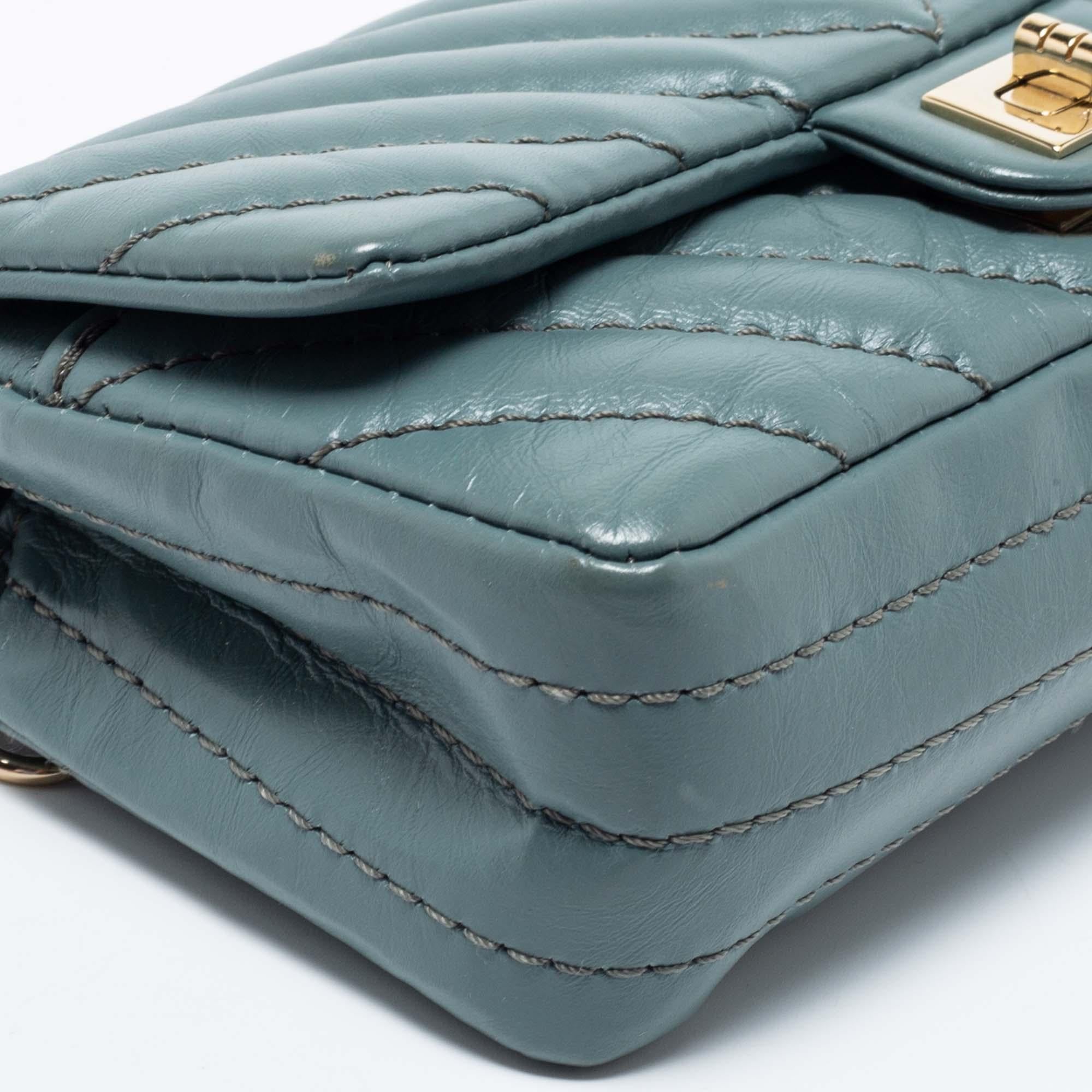Chanel Blue Leather Reissue 2.55 Belt Bag 5