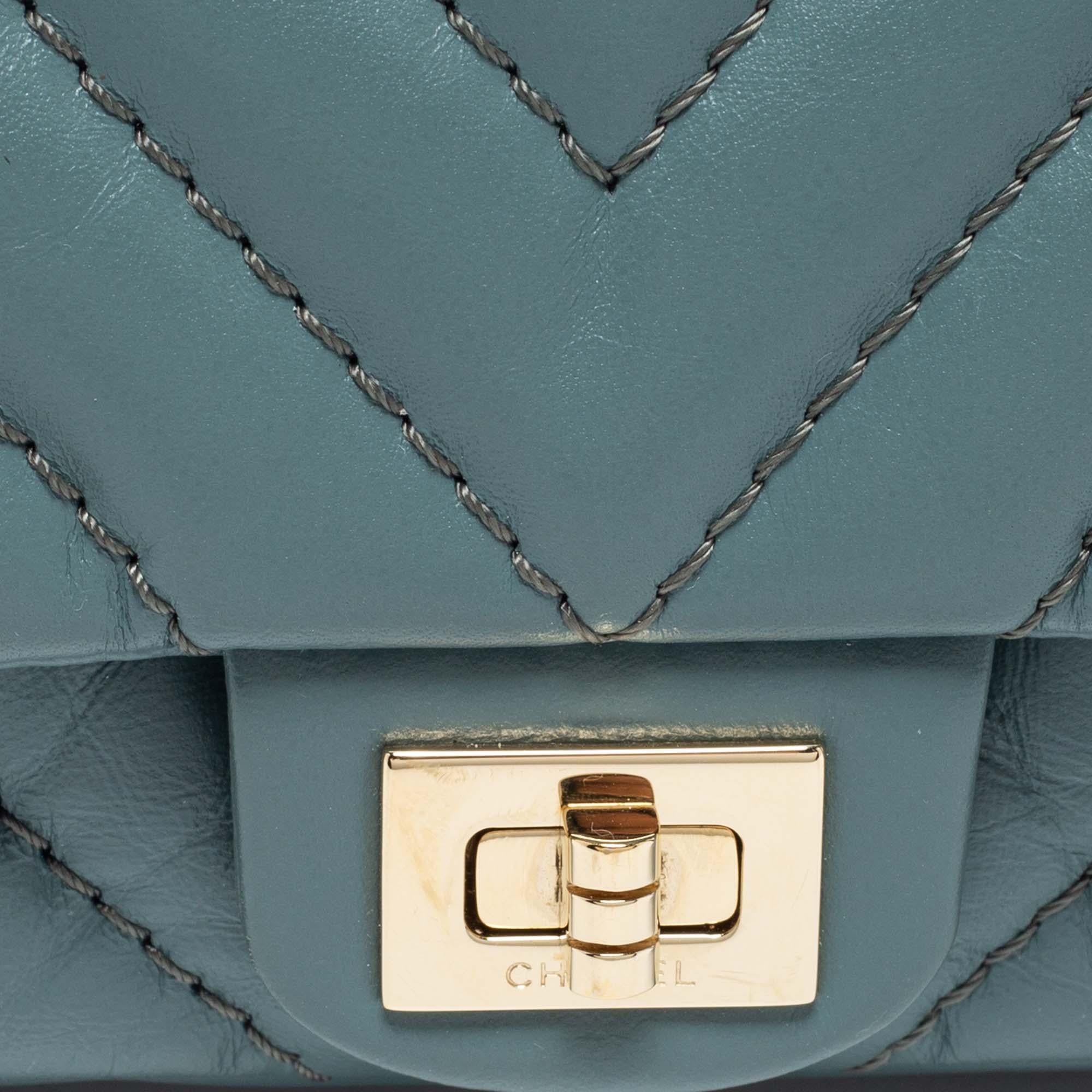 Women's Chanel Blue Leather Reissue 2.55 Belt Bag