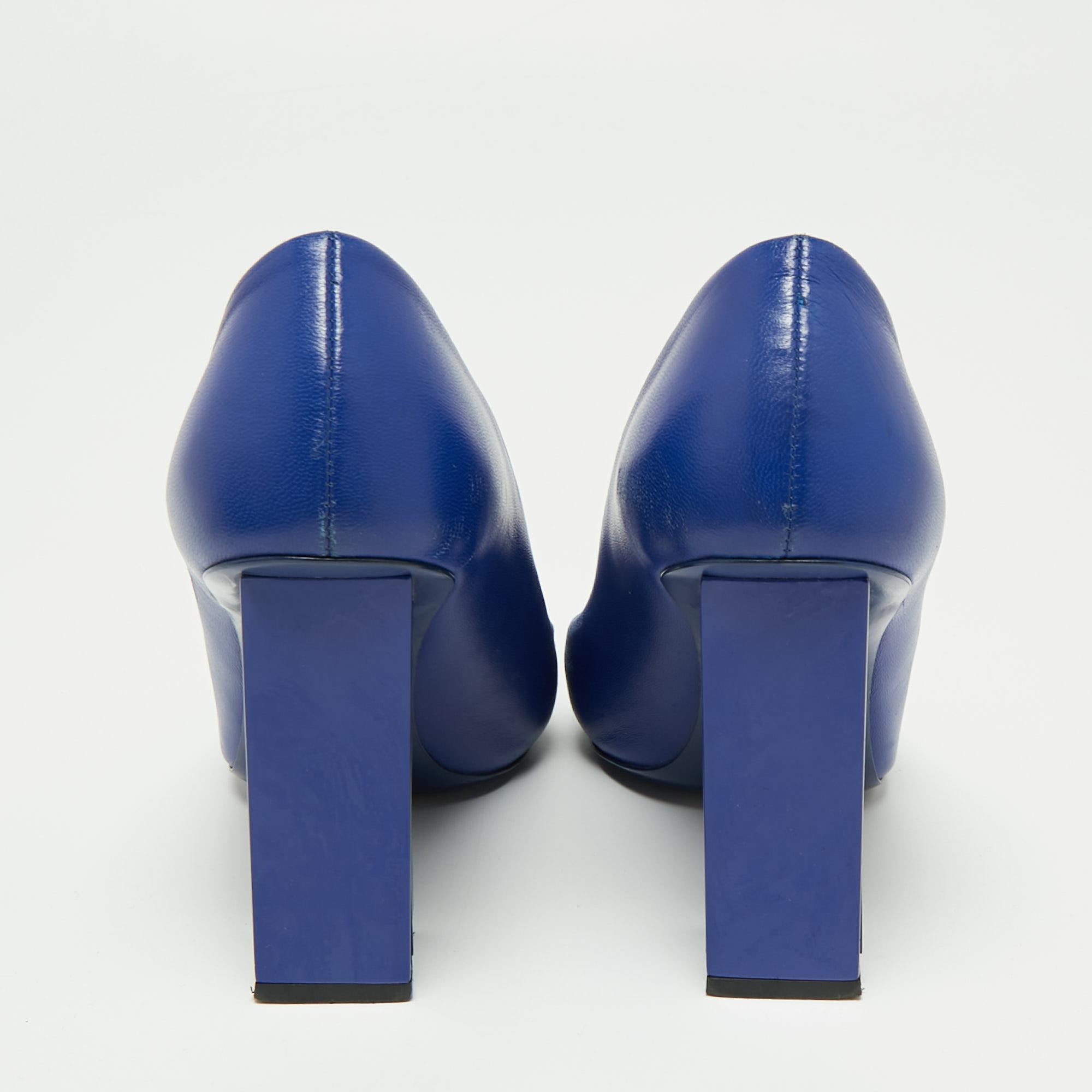 blue block heel pumps