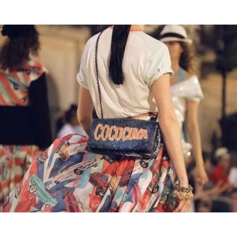 Chanel Blue Leather Sequinned Bag Paris-Cuba, 2018 For Sale 8