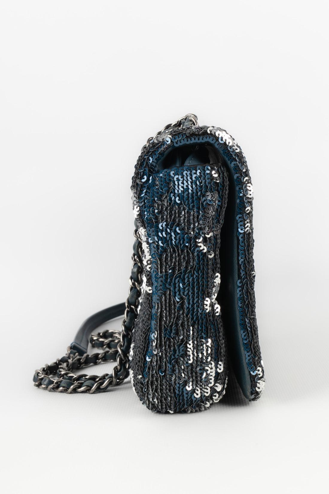 Women's Chanel Blue Leather Sequinned Bag Paris-Cuba, 2018 For Sale