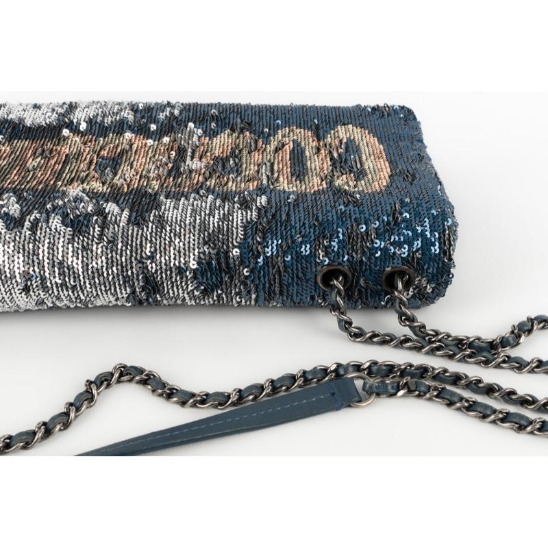 Chanel Blue Leather Sequinned Bag Paris-Cuba, 2018 For Sale 2