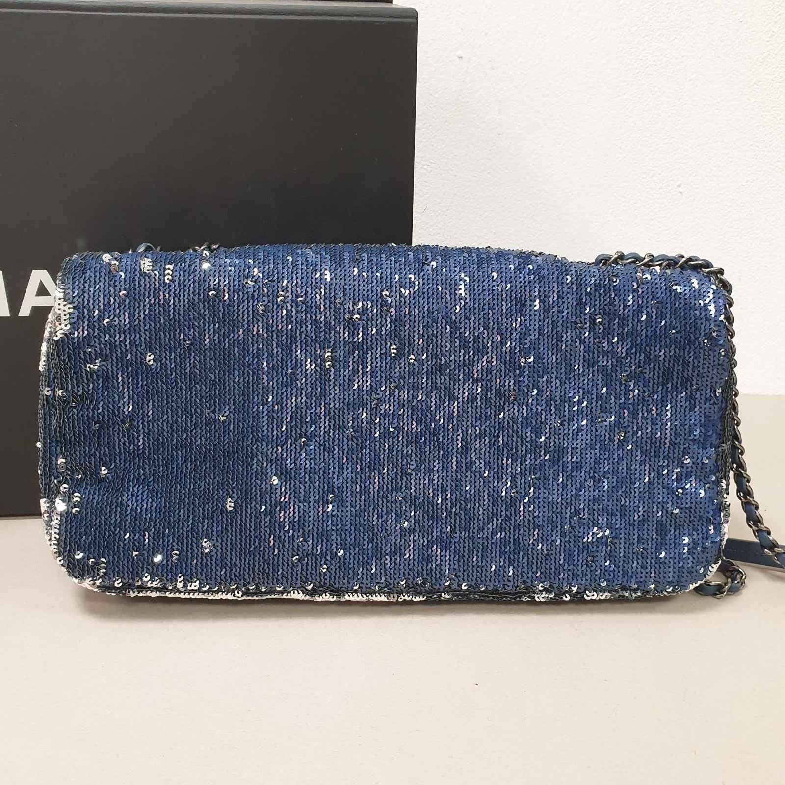 Women's Chanel Blue Leather Sequinned Bag Paris-Cuba Bag