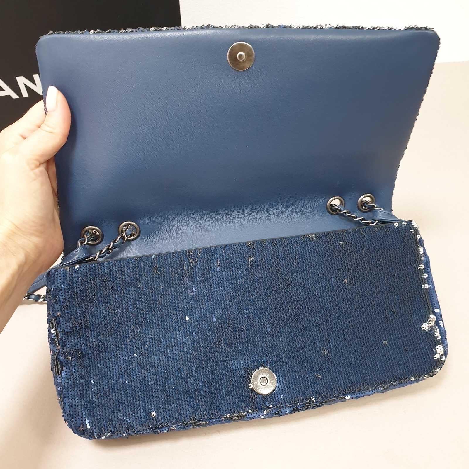 Chanel Blue Leather Sequinned Bag Paris-Cuba Bag 3