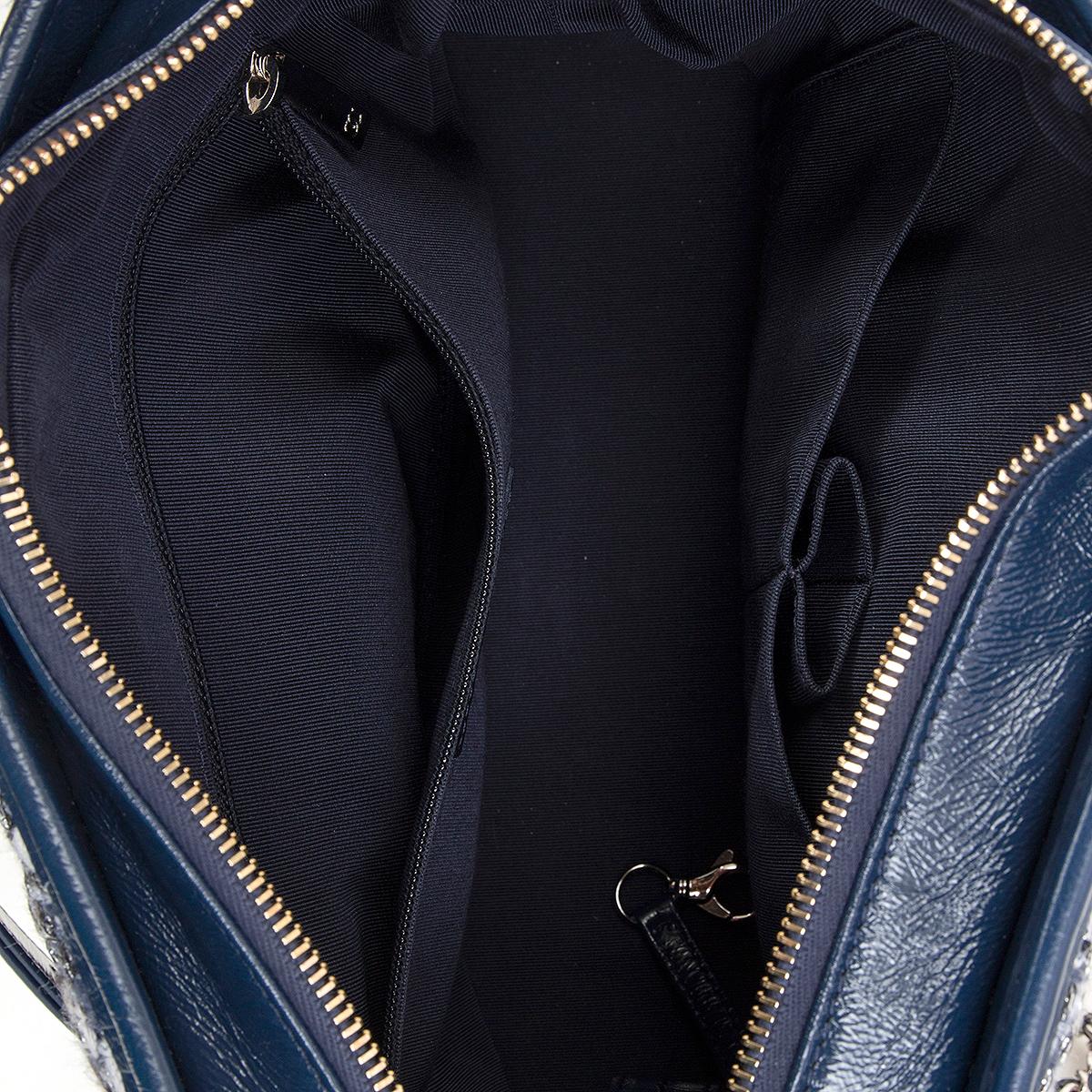 CHANEL blaues Leder TWEED GABRIELLE HOBO Umhängetasche Damen