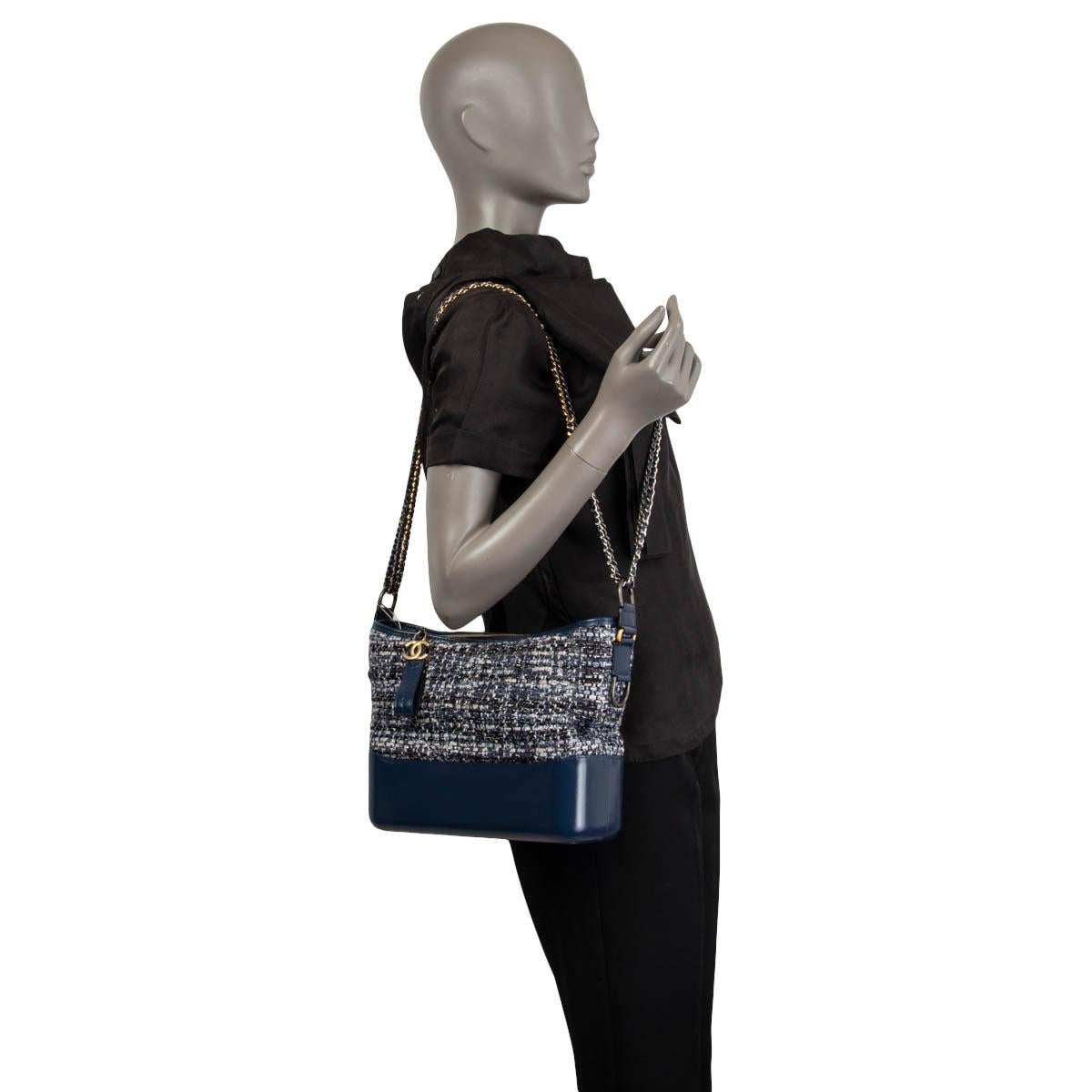 Women's CHANEL blue leather TWEED GABRIELLE HOBO Shoulder Bag