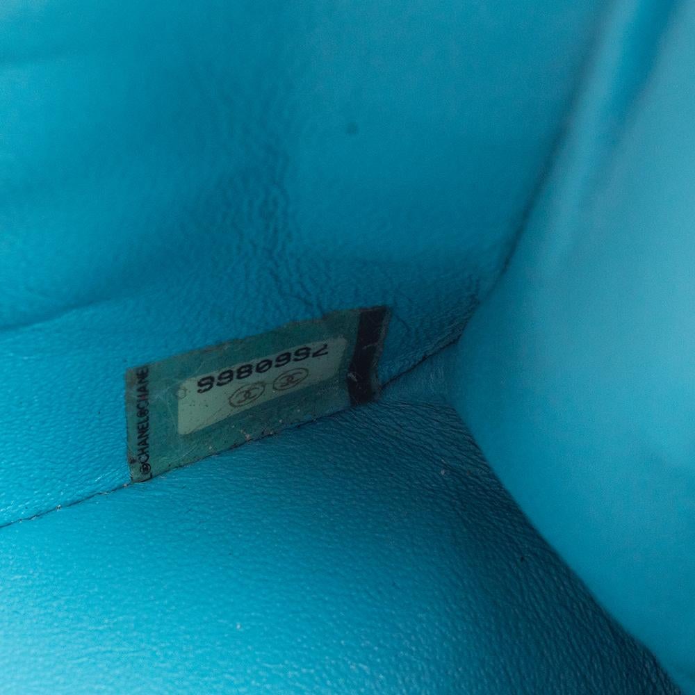 Chanel Blau Leder Vintage Reverse Stitch Flap Tasche 2