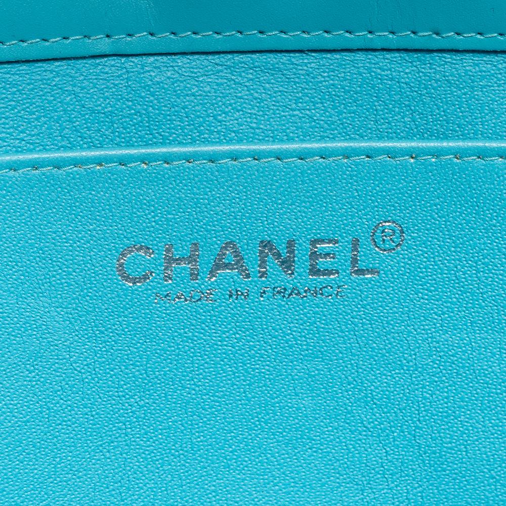 Chanel Blau Leder Vintage Reverse Stitch Flap Tasche 3