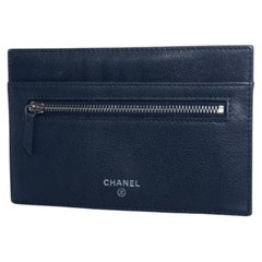 Chanel, blue leather zip wallet with card slot