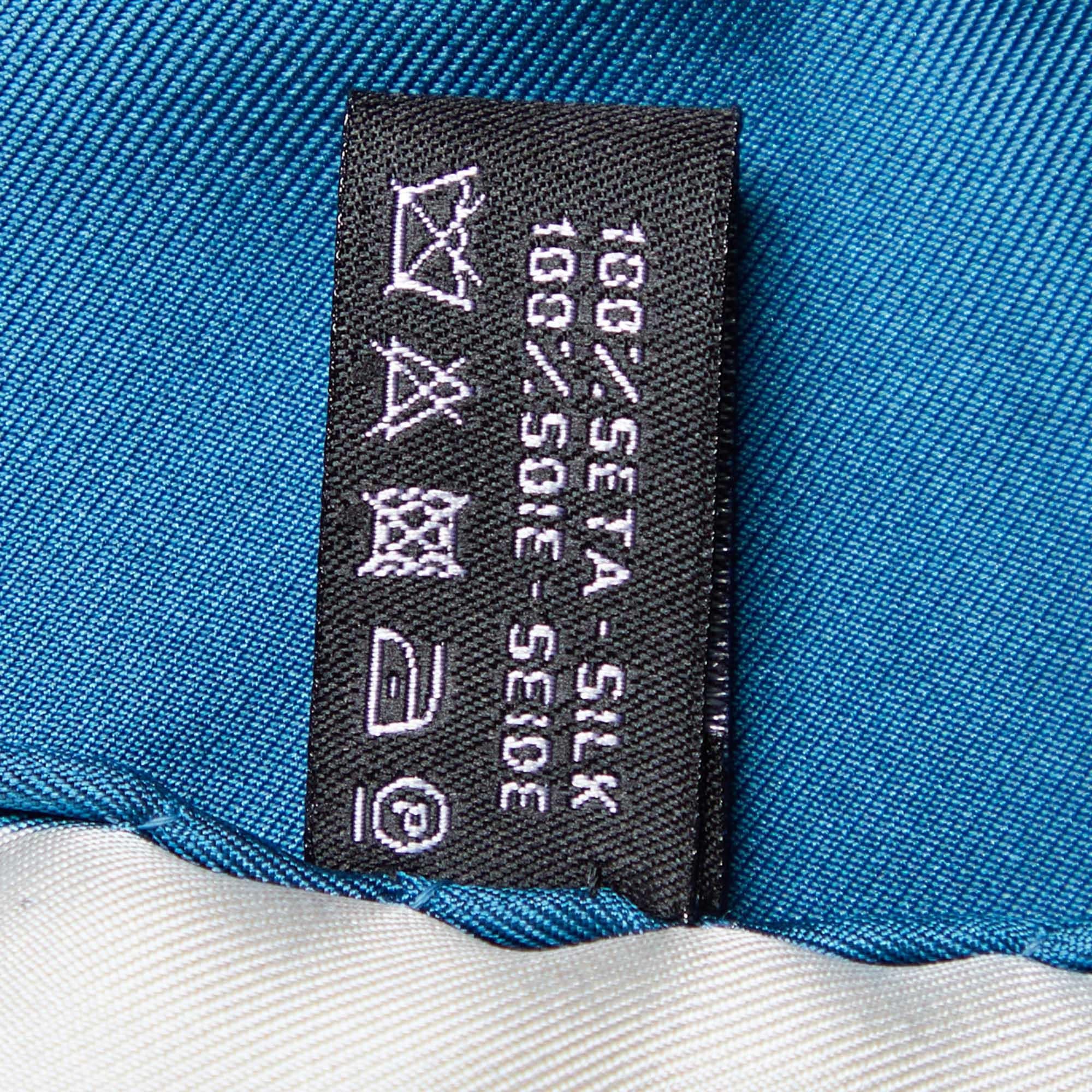 Gray Chanel Blue Logo Printed Silk Square Scarf