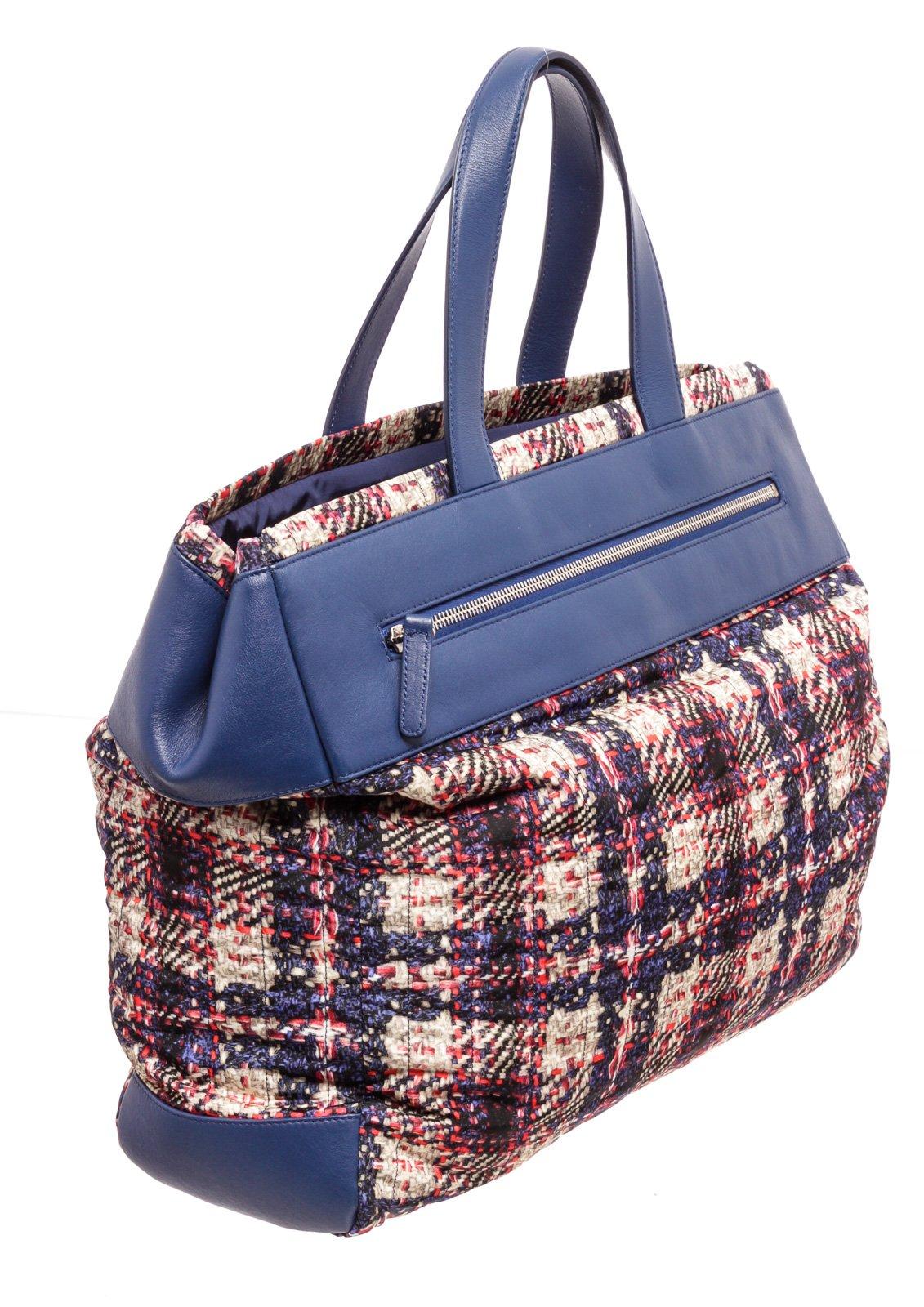 Women's Chanel Blue MC Tweed Leather Tote Bag