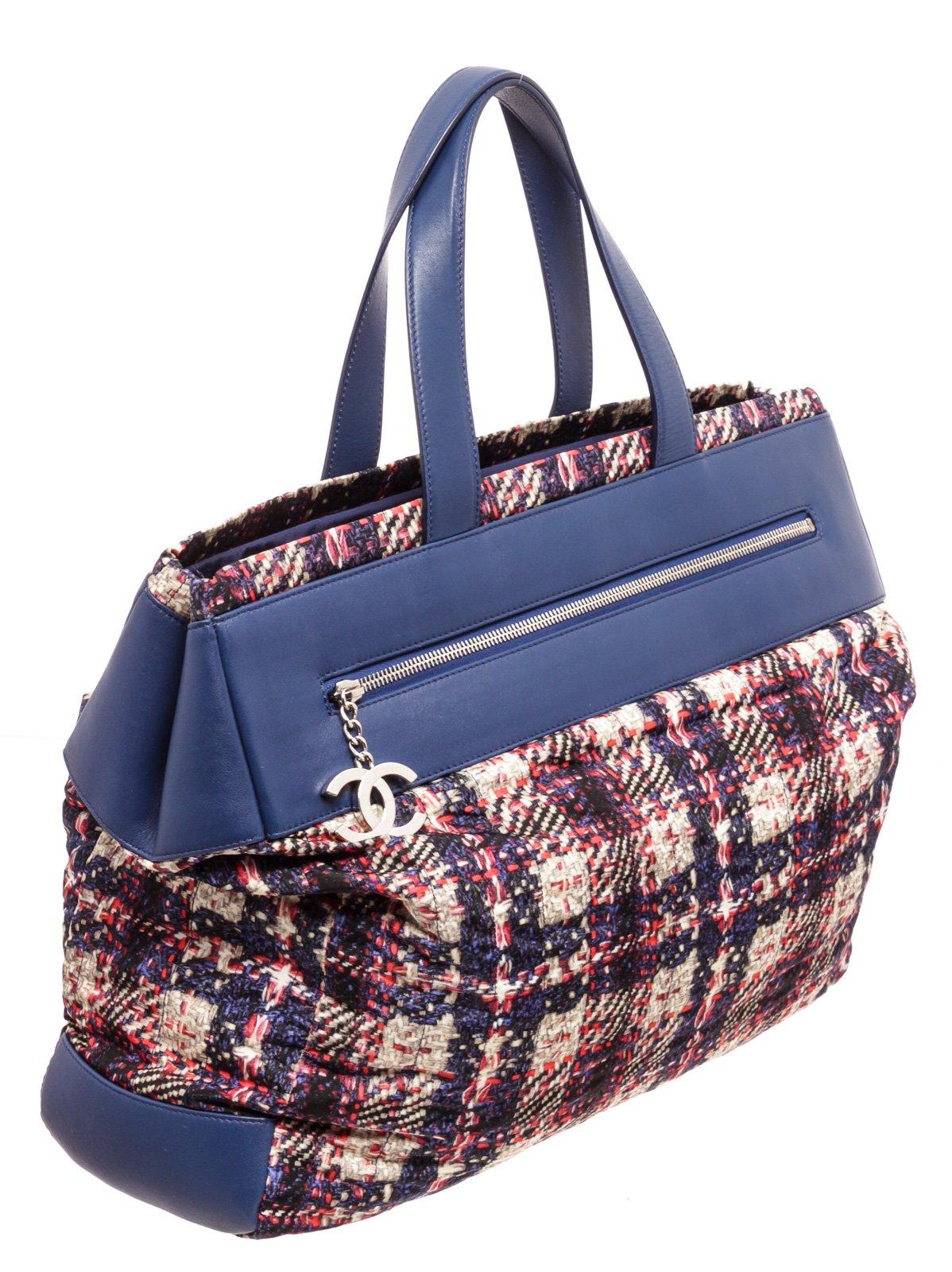Chanel Blue MC Tweed Leather Tote Bag 2