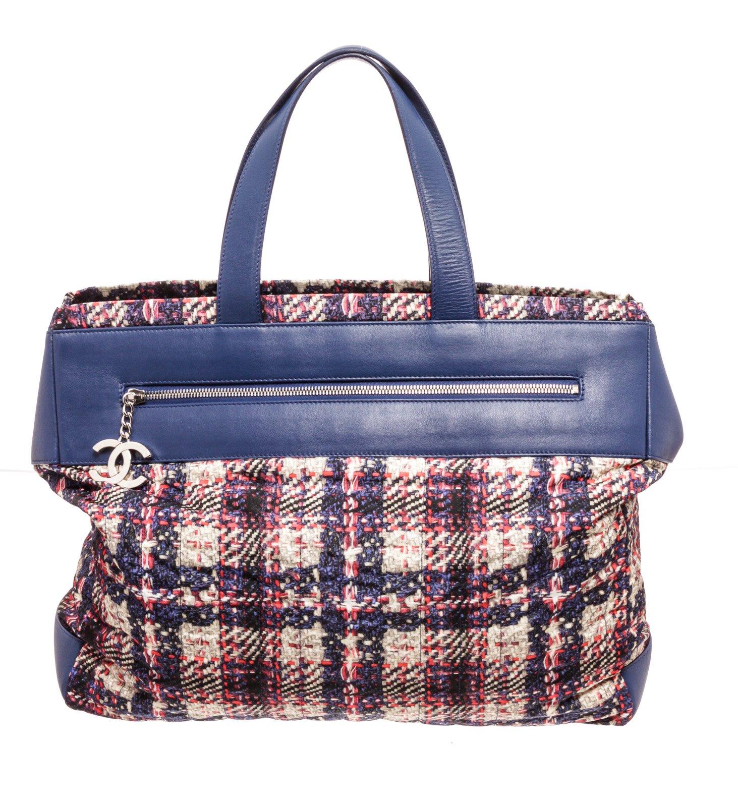 Chanel Blue MC Tweed Leather Tote Bag 3