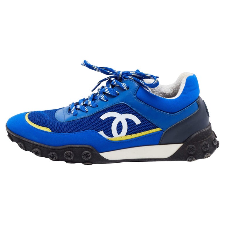 Chanel Blue Mesh, Leather and Nylon CC Low Top Sneakers Size 39 For Sale at  1stDibs