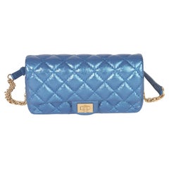 Chanel Blue Metallic Aged Quilted Calfskin 2.55 Reissue Flap Belt Bag