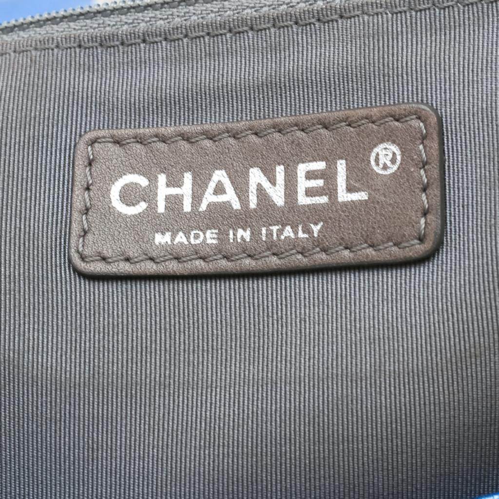 Chanel Blue Metallic Leather Modern Chain Flap Shoulder Bag 6