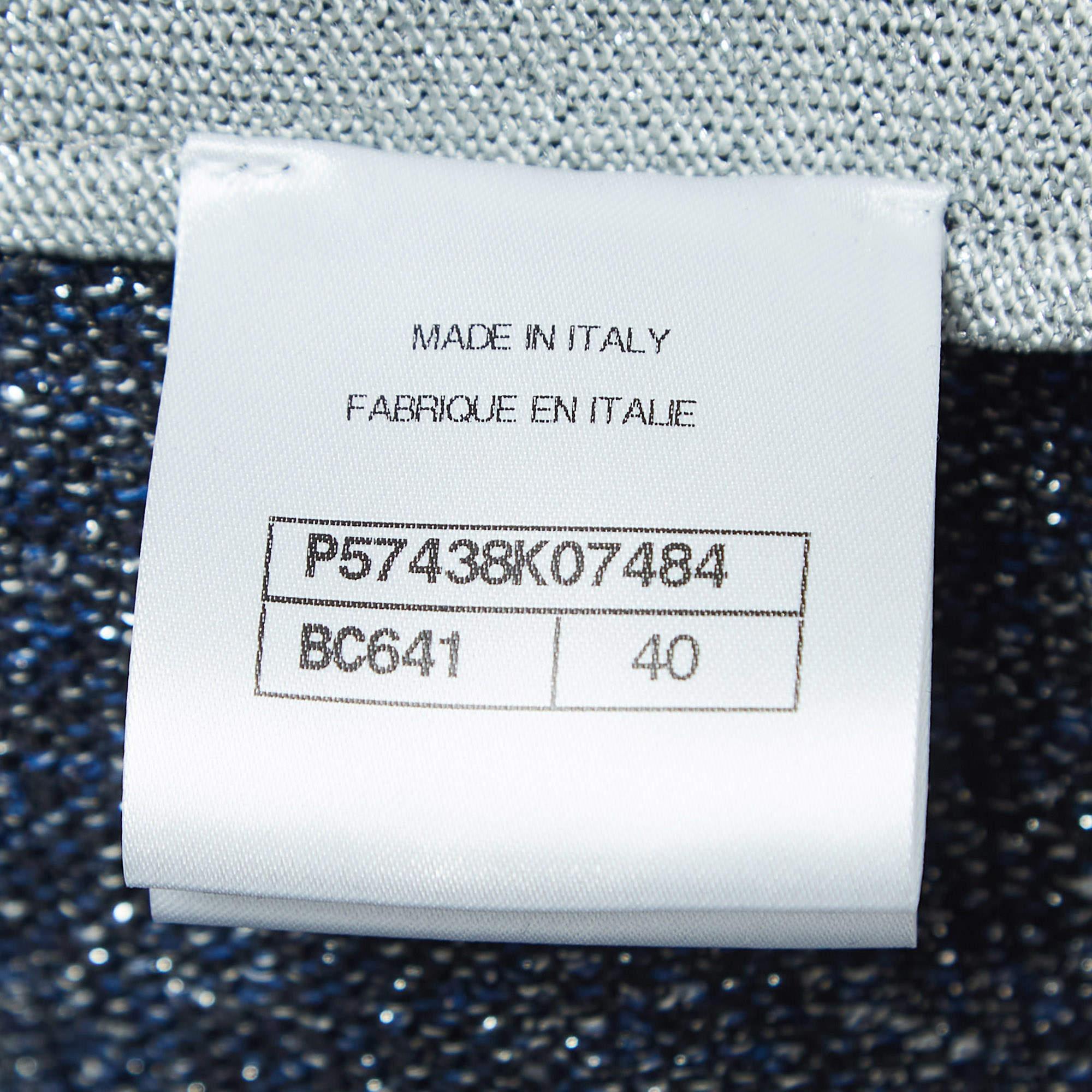Chanel Blue/Metallic Terry Zip-Up Hoodie M For Sale 1