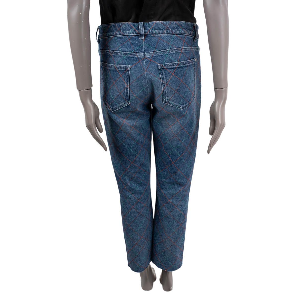 Noir CHANEL bleu et multicolore 2017 17A COSMOPOLITE QUILTED Jeans Pants 40 M en vente