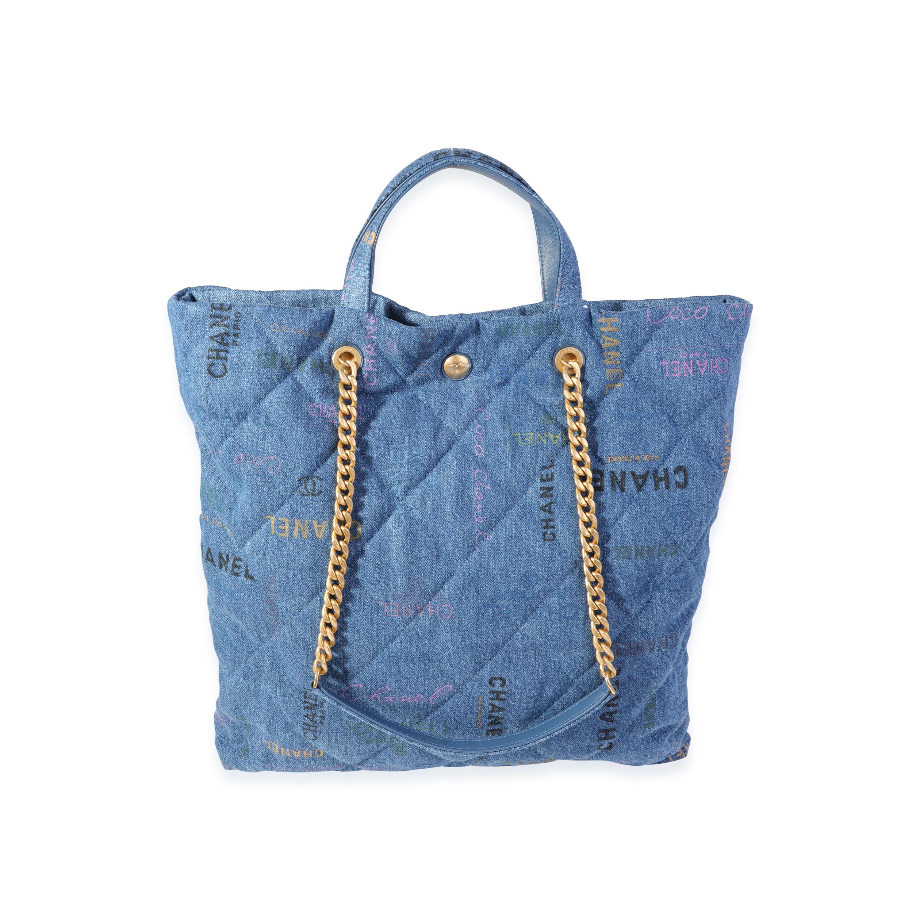 Chanel Blue and Multicolor Quilted Denim Mood Shopping Tote For Sale at  1stDibs