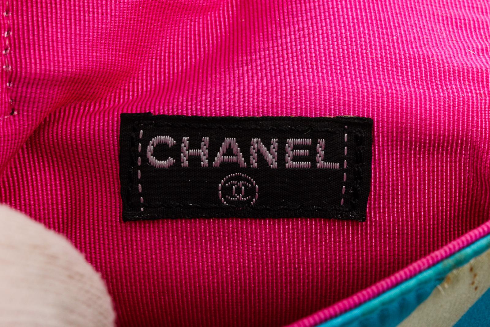 Chanel Blue Multicolor Satin Mini Chain Crossbody Bag 2