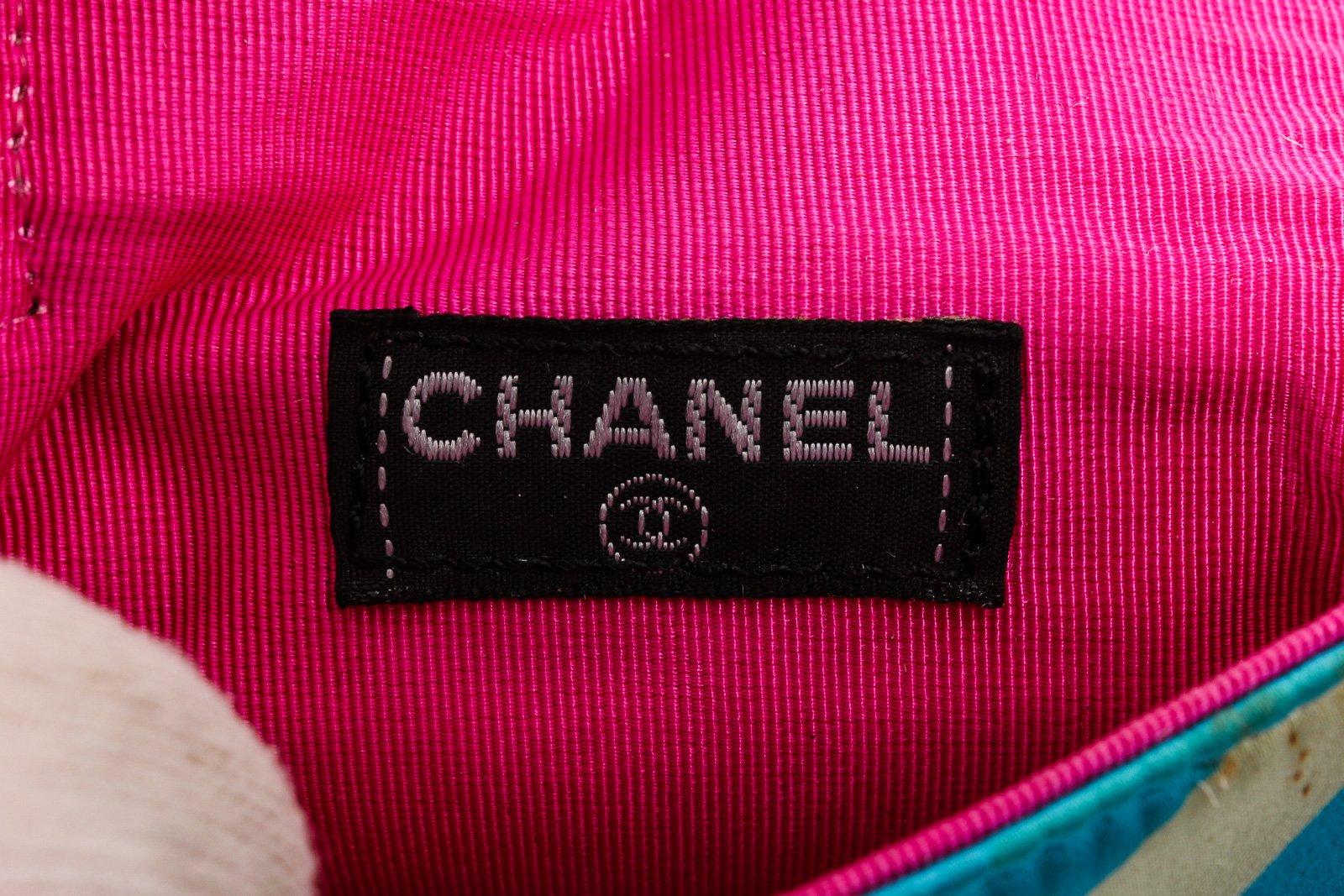 Chanel Blue Multicolor Satin Mini Chain Crossbody Bag 3