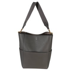 Celine Grey Soft Grained Calfskin Medium Sangle Bucket Bag