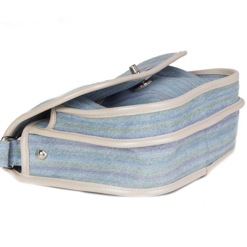 Chanel blue & multicoloured striped RUNWAY Denim Small Saddle  Shoulder Bag 2
