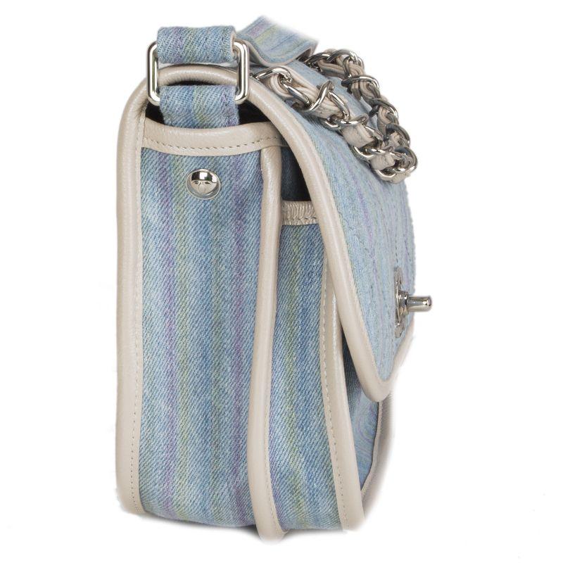 Women's Chanel blue & multicoloured striped RUNWAY Denim Small Saddle  Shoulder Bag