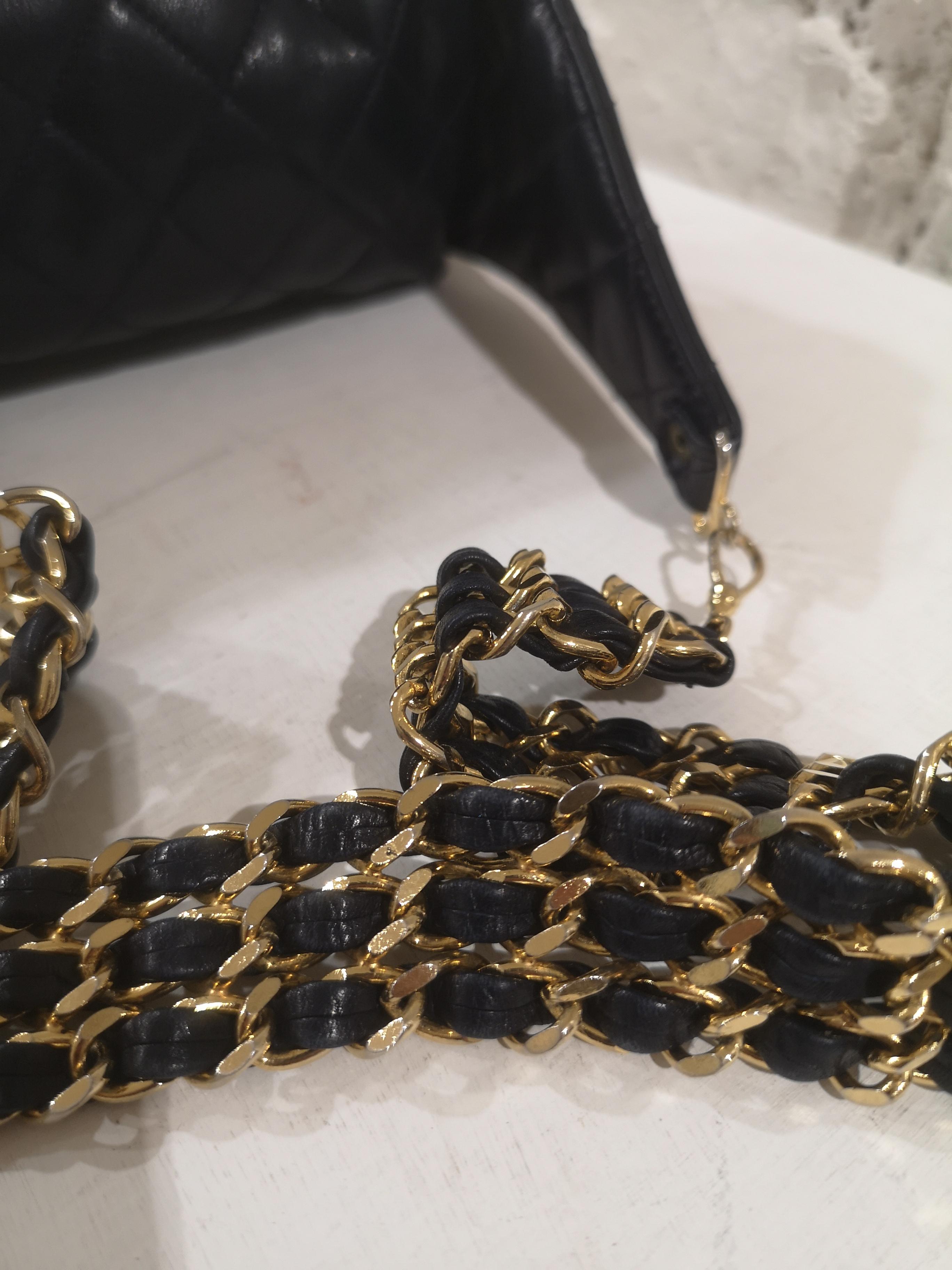 Black Chanel blue navy gold hardware fanny pack