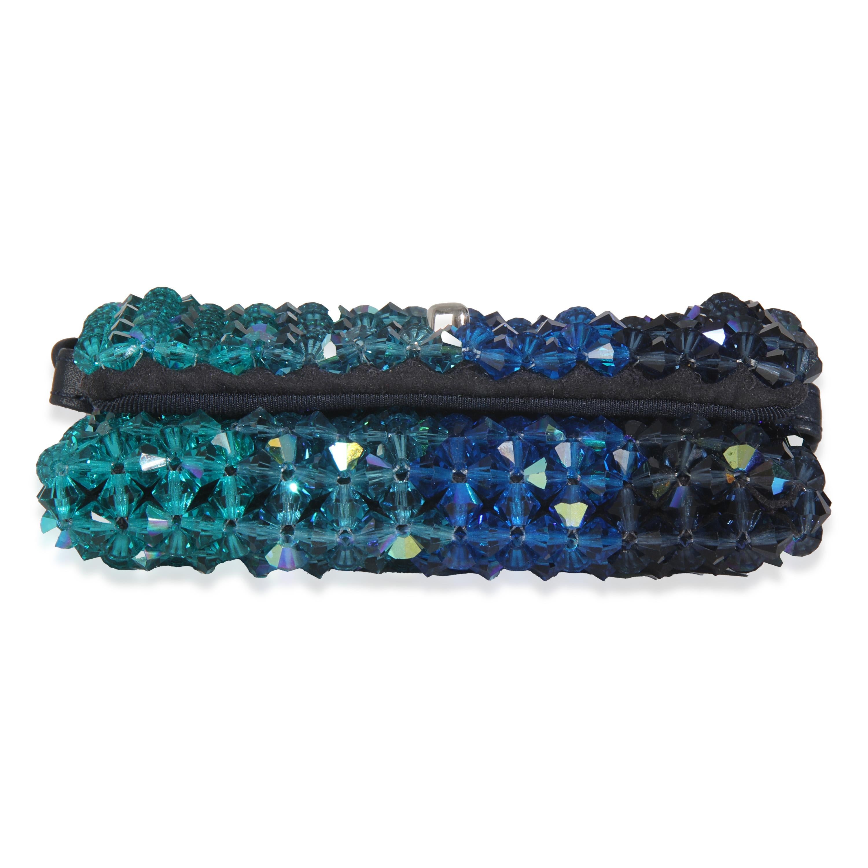 Chanel Blue Ombre Beaded Micro Clutch On Chain For Sale 4