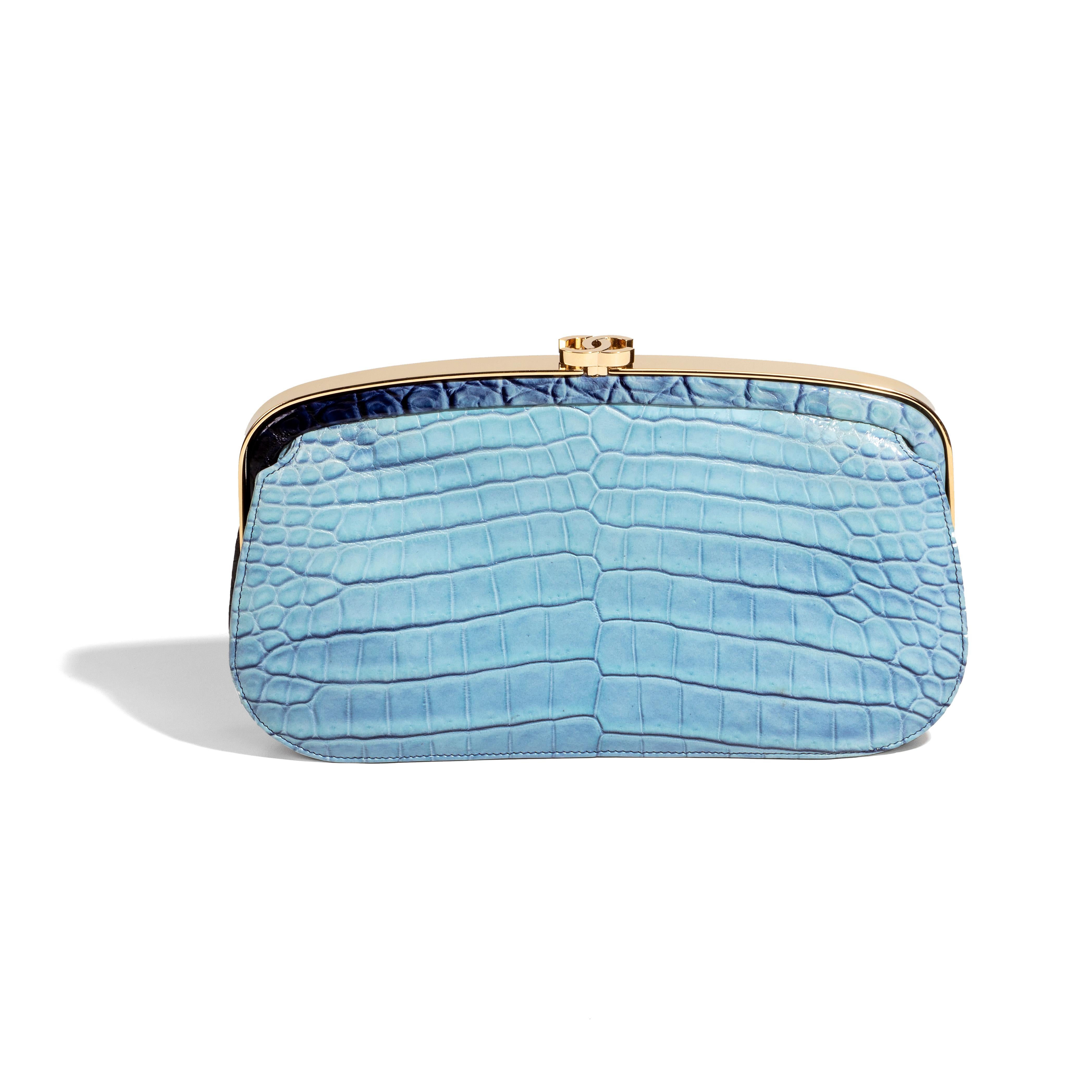 Chanel Blue Ombre Leather Clutch 2