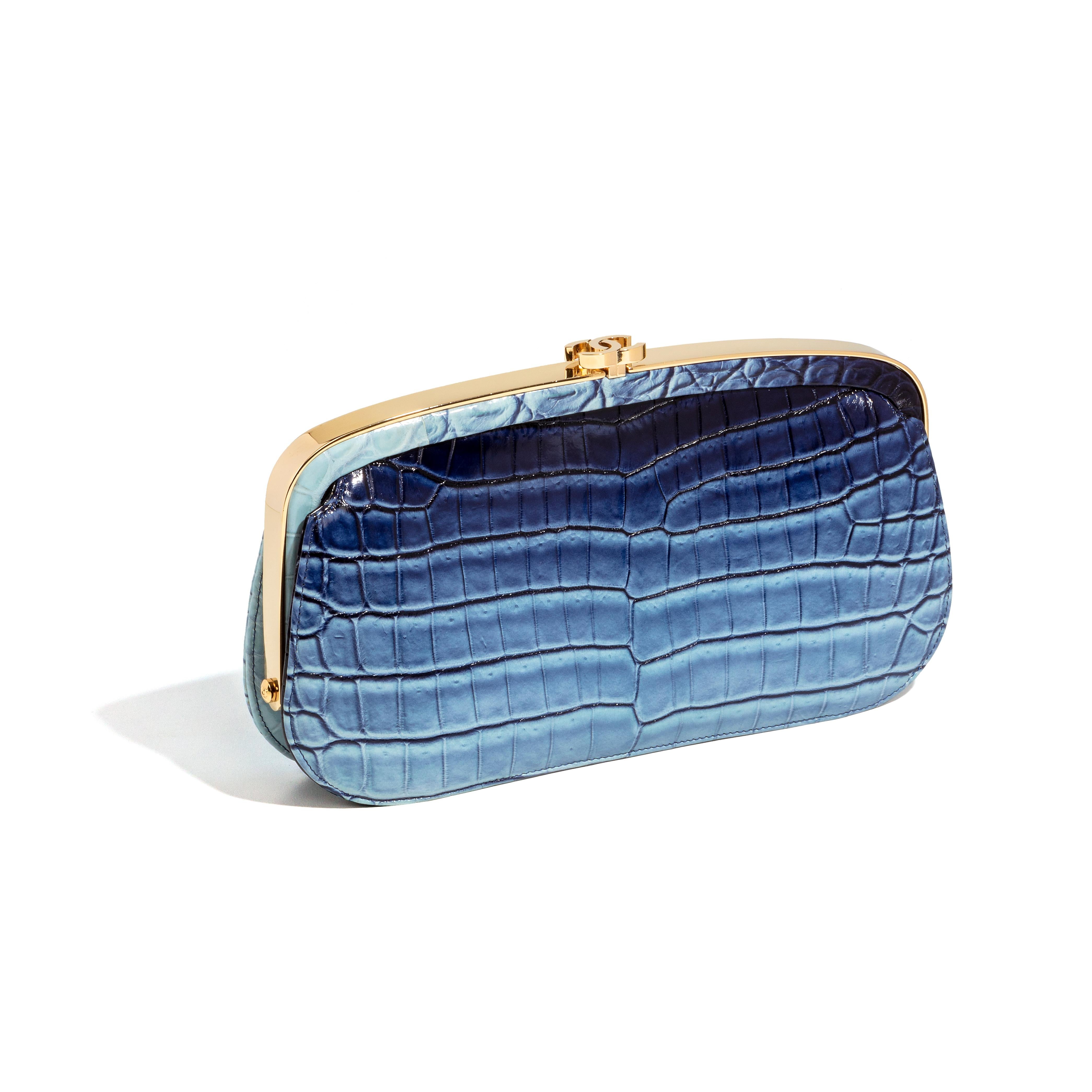 Chanel Blue Ombre Leather Clutch 3