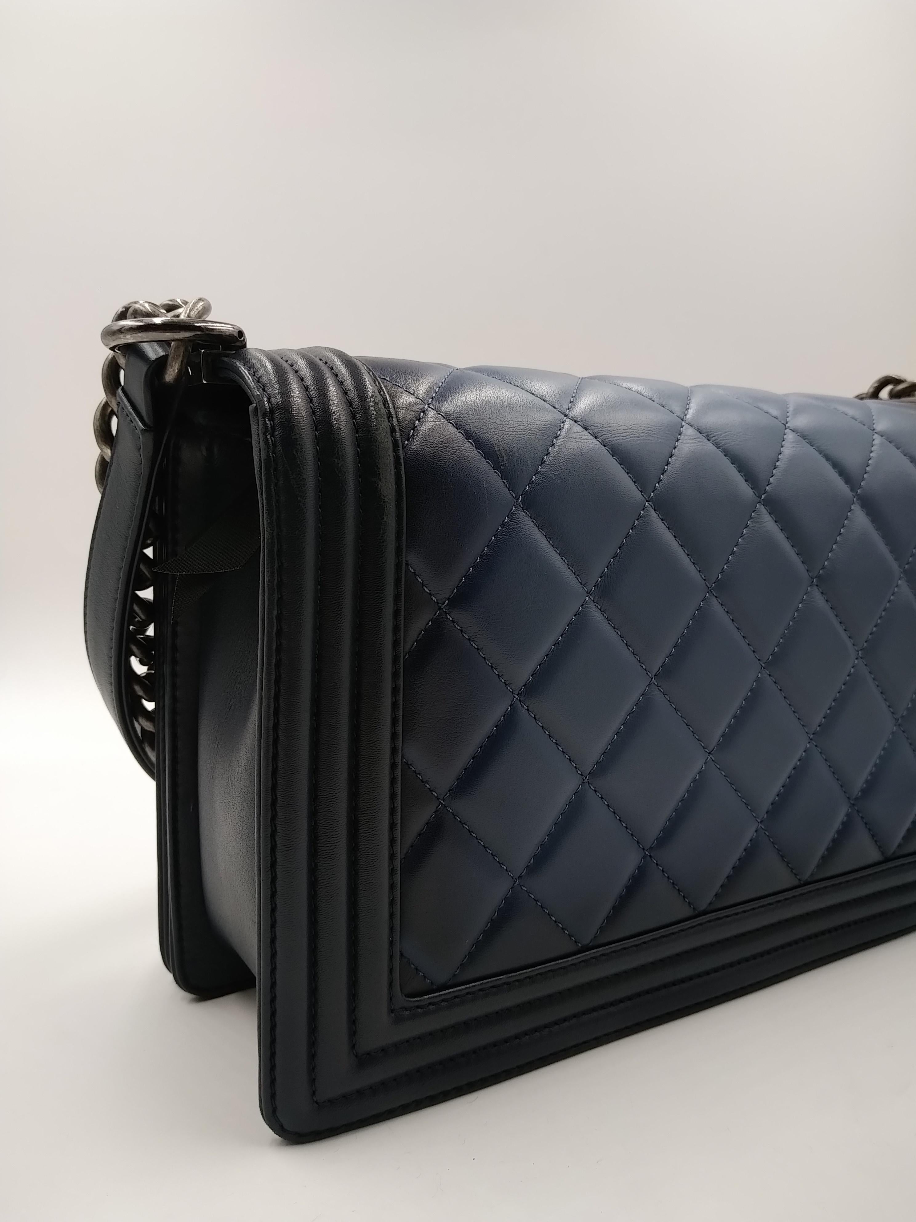 Black Chanel Blue Ombré Quilted Leather Boy Bag