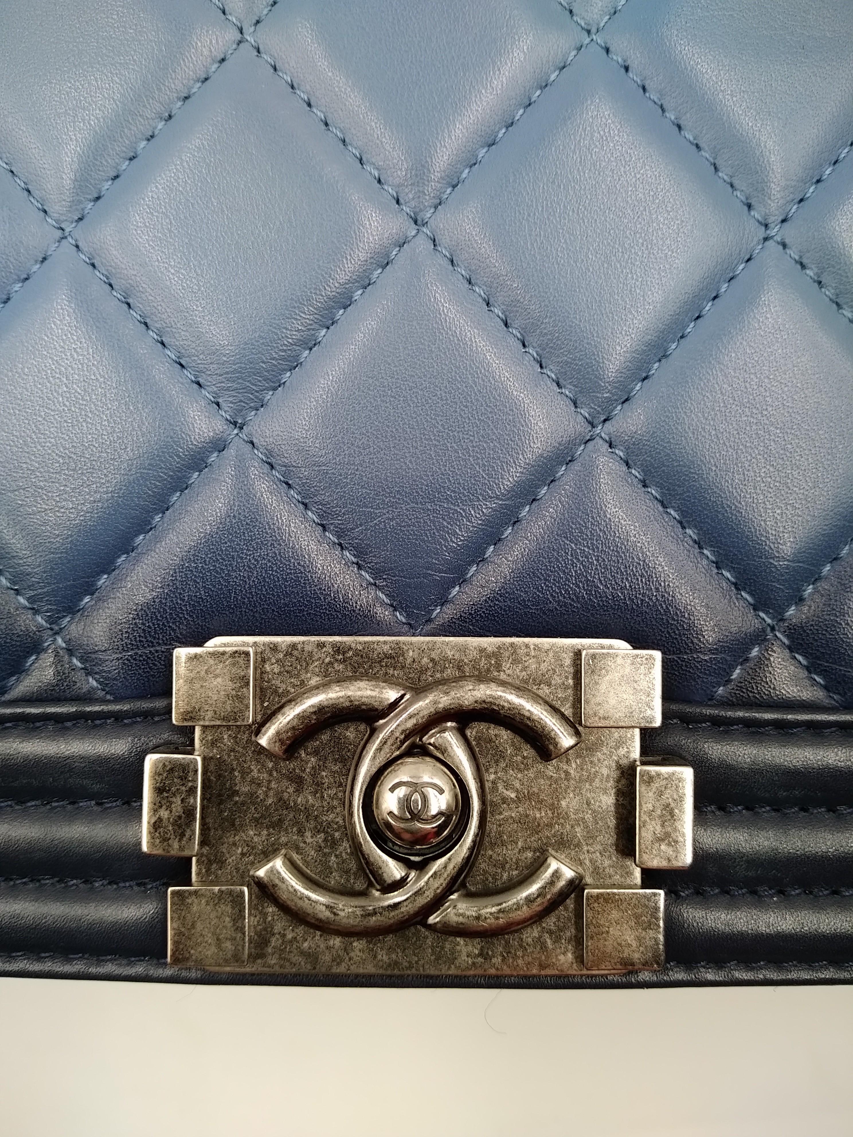 Chanel Blue Ombré Quilted Leather Boy Bag 1