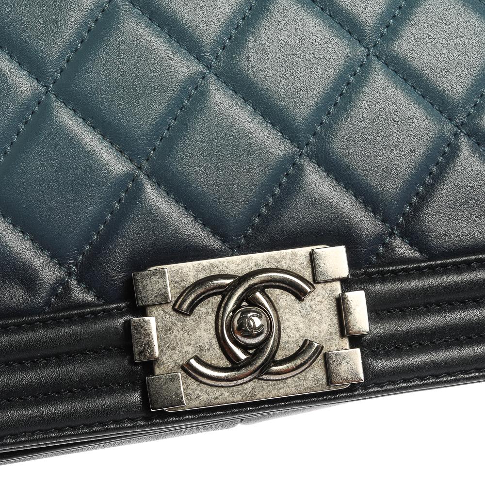 Chanel Blue Ombre Quilted Leather New Medium Boy Flap Bag 2
