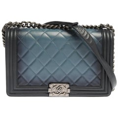 Chanel Blue Ombre Quilted Leather New Medium Boy Flap Bag