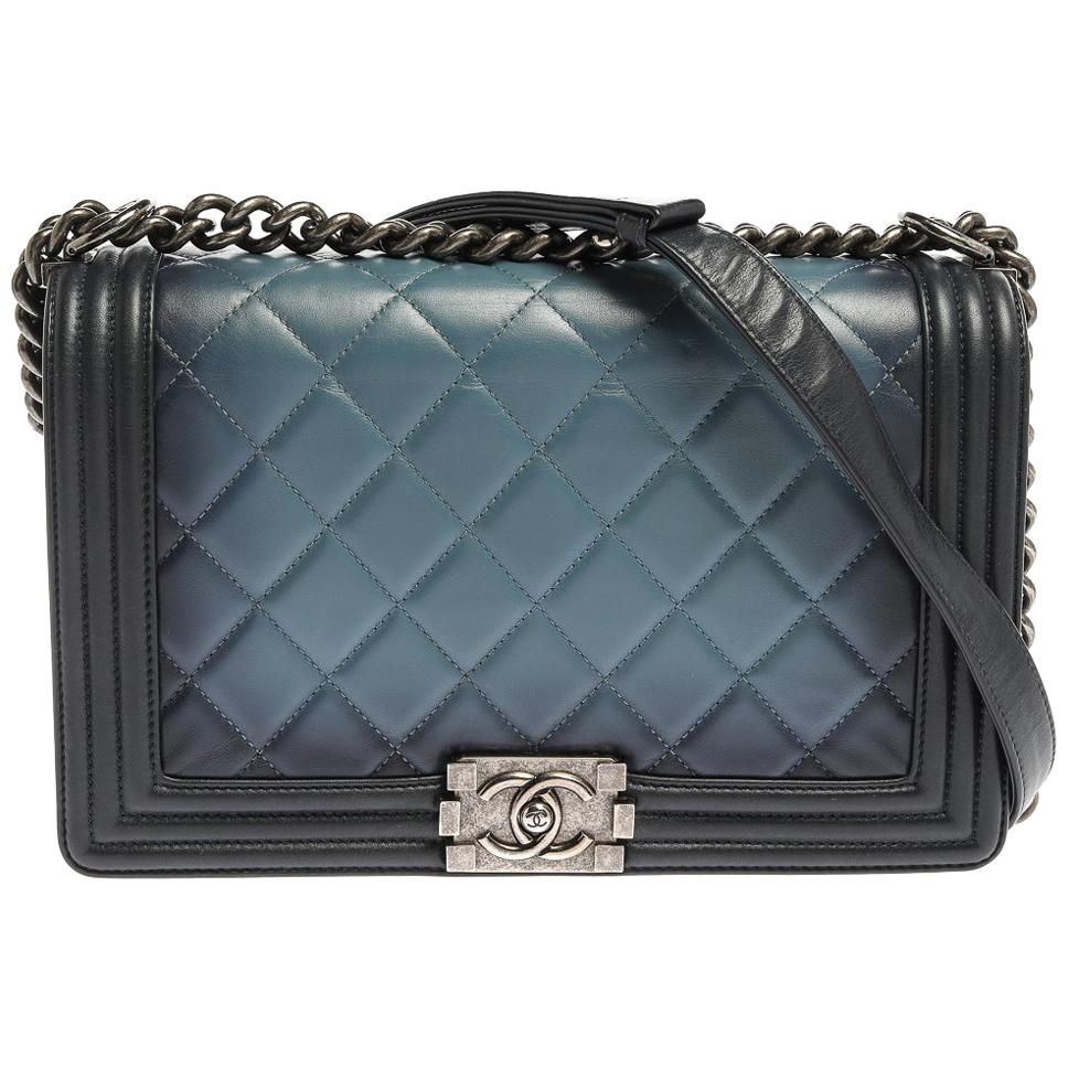 Chanel Blue Ombre Quilted Leather New Medium Boy Flap Bag