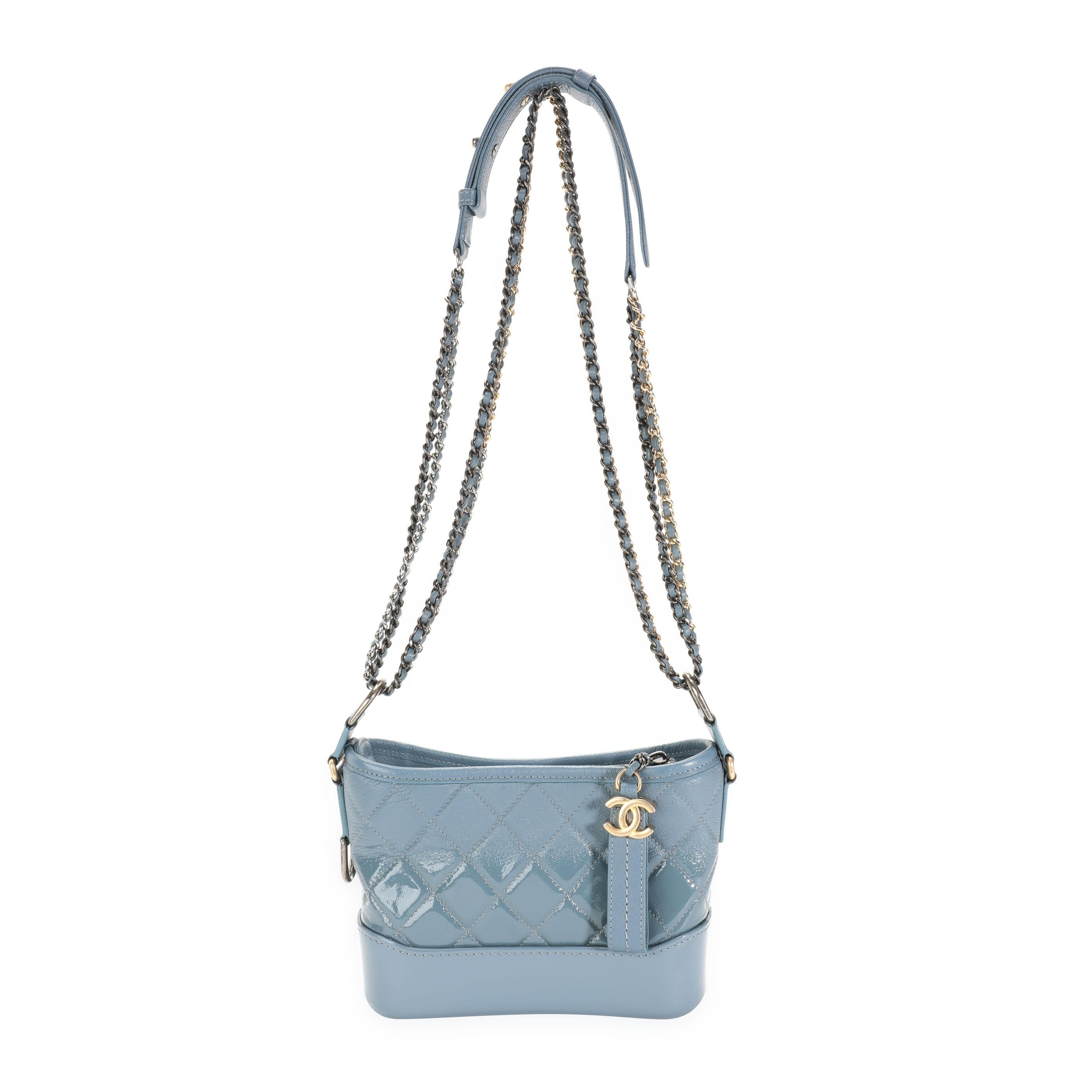 Chanel Blue Ombré Quilted Patent Leather & Aged Calfskin Small Gabrielle Hobo
SKU: 112458
MSRP: USD 5,000.00
Condition: Pre-owned (3000)
Condition Description: 
Handbag Condition: Very Good
Condition Comments: Very Good Condition. Faint scratching