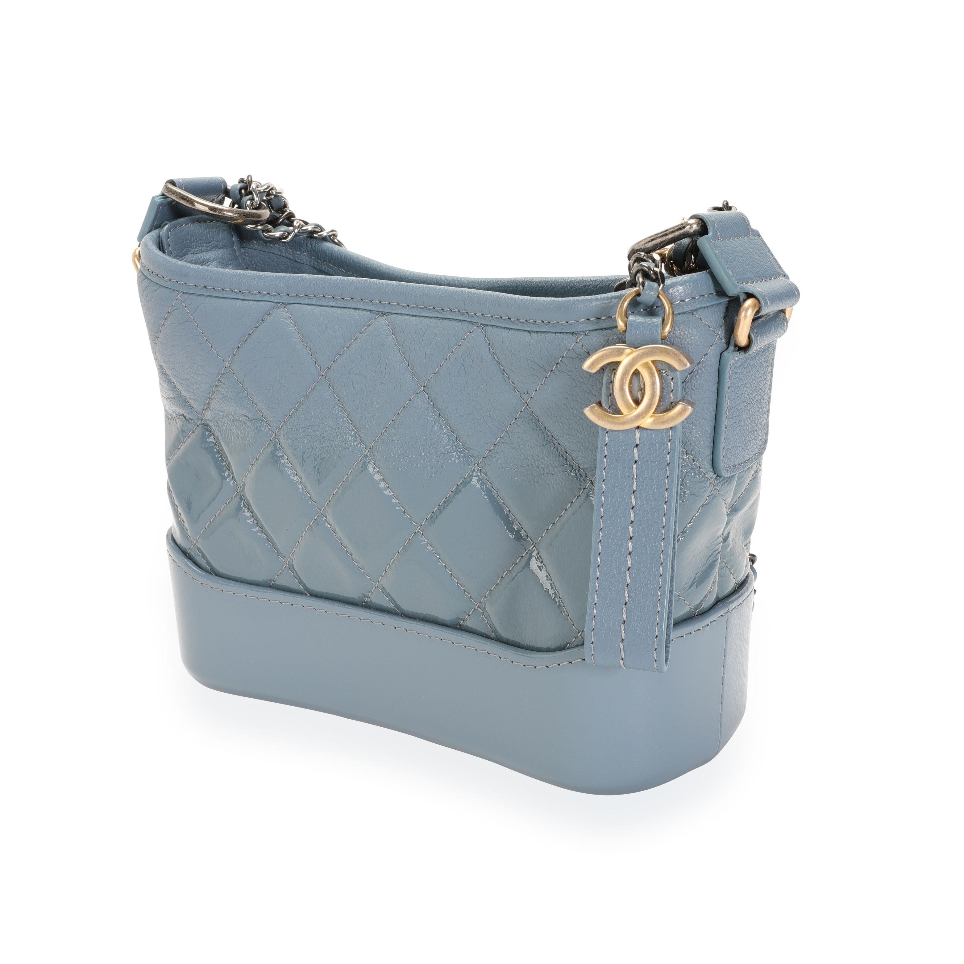 Women's or Men's Chanel Blue Ombré Quilted Patent Leather & Aged Calfskin Small Gabrielle Hobo