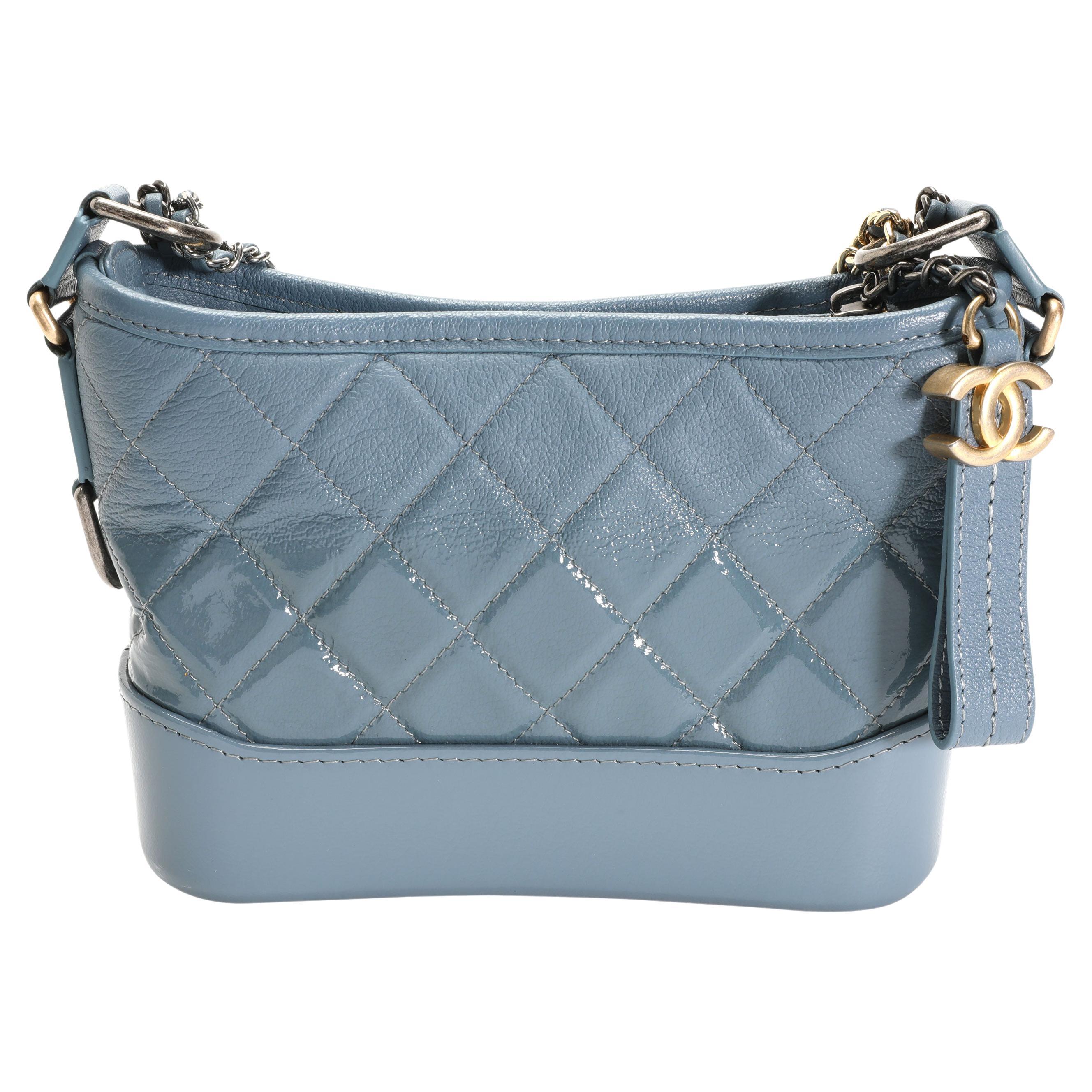 Chanel Blue Ombré Quilted Patent Leather and Aged Calfskin Small Gabrielle  Hobo For Sale at 1stDibs