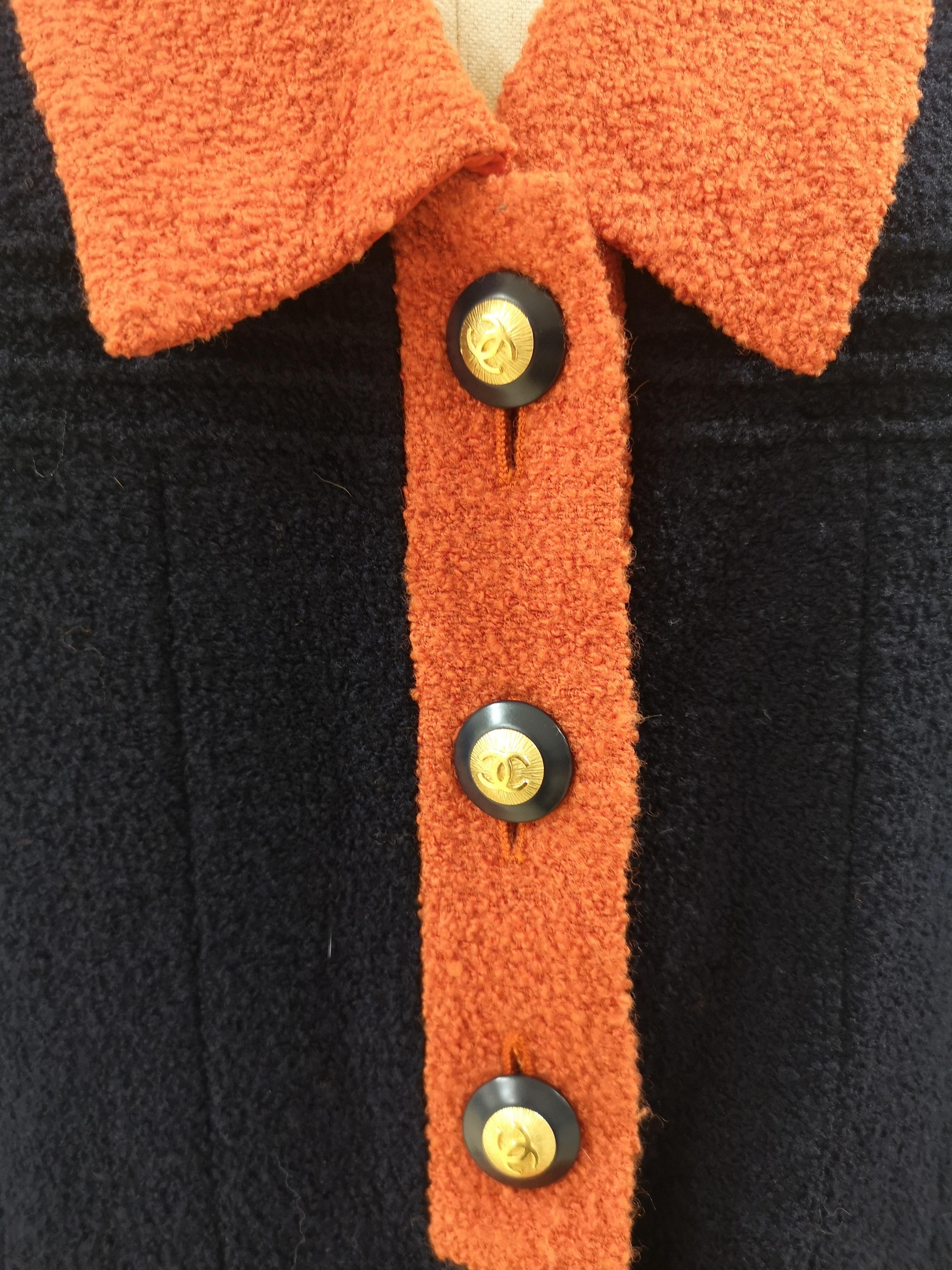 Chanel blue orange wool blazer / jacket 9