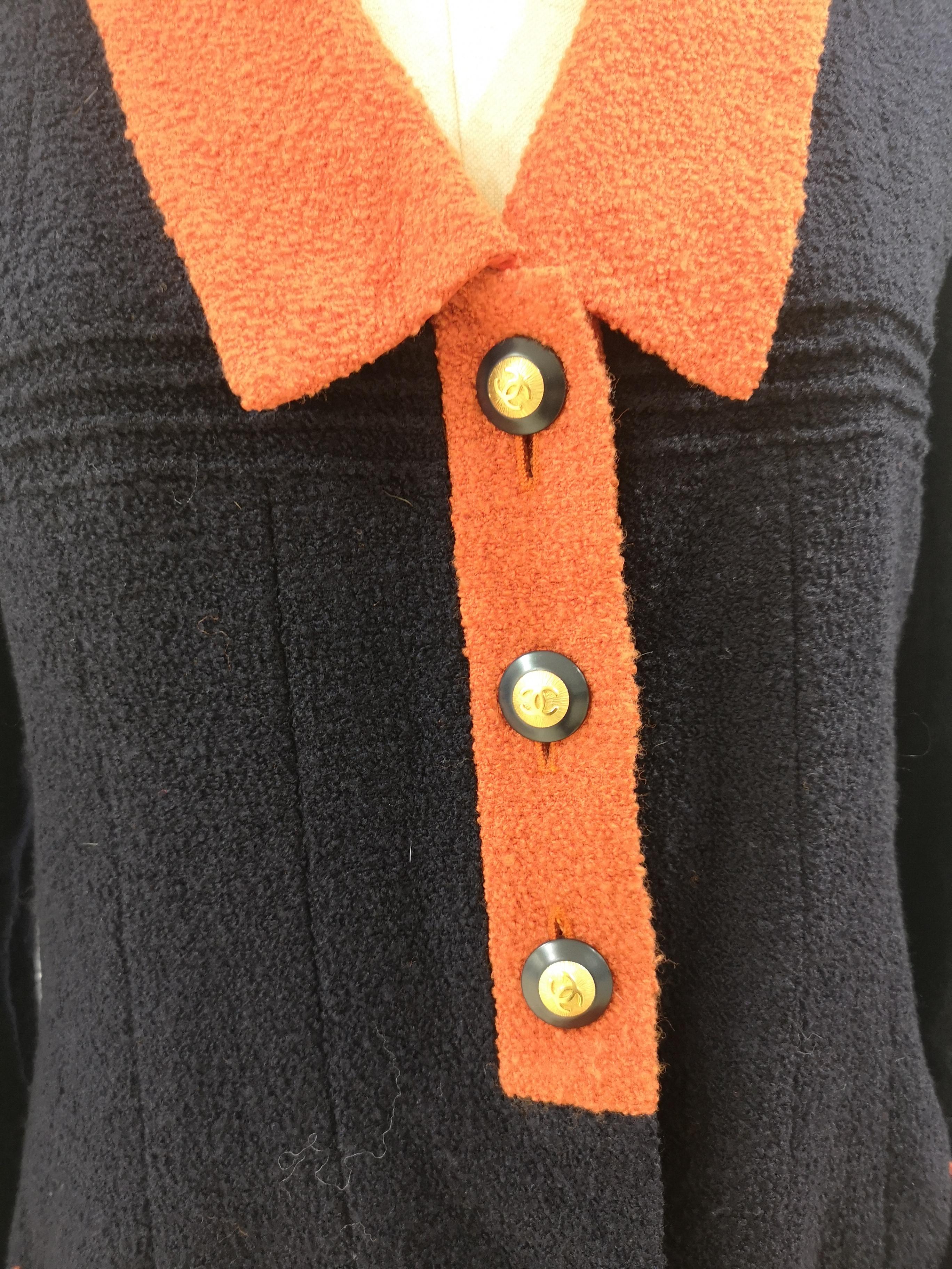 Chanel blue orange wool blazer / jacket 11