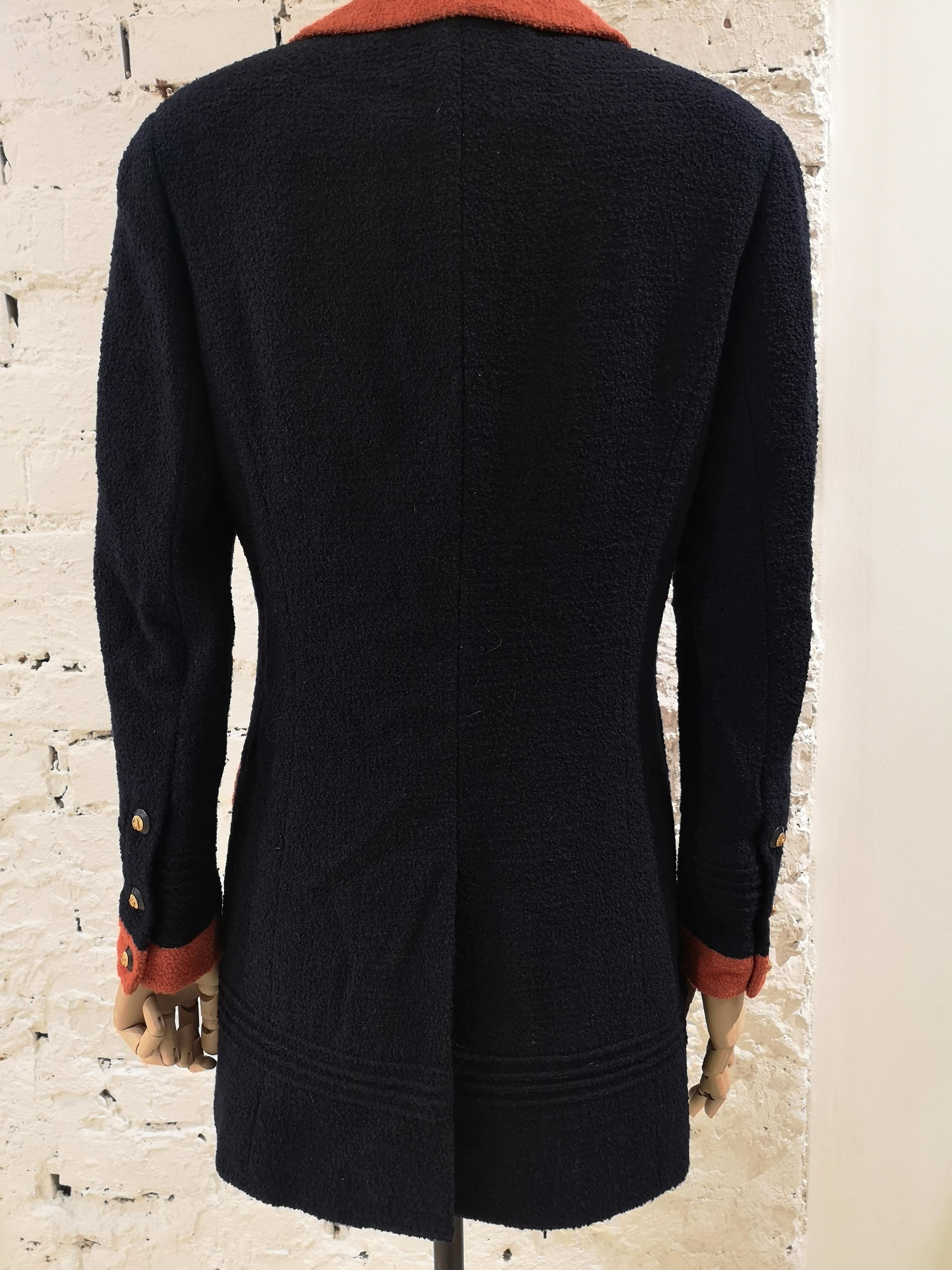 Women's Chanel blue orange wool blazer / jacket