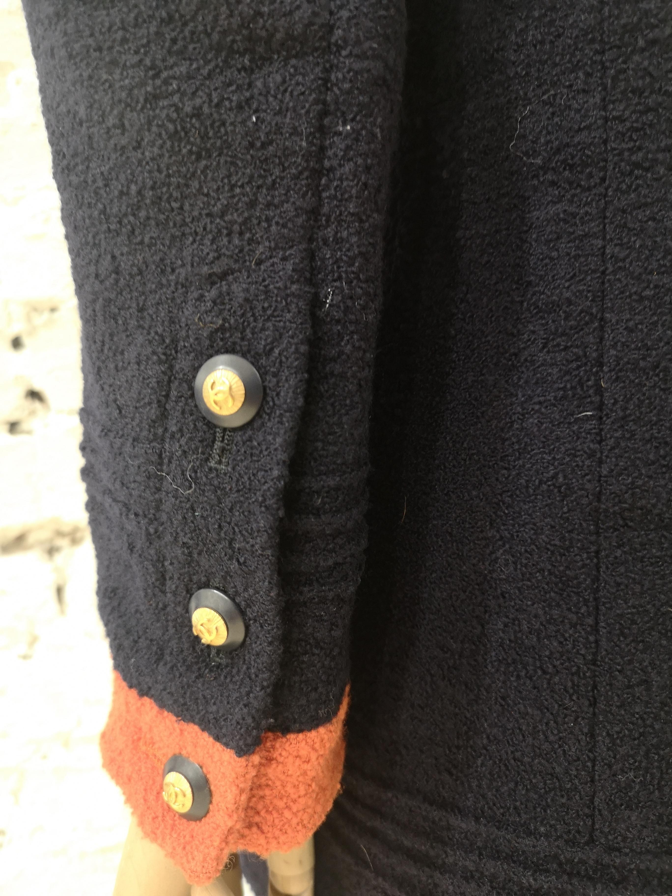 Chanel blue orange wool blazer / jacket 2