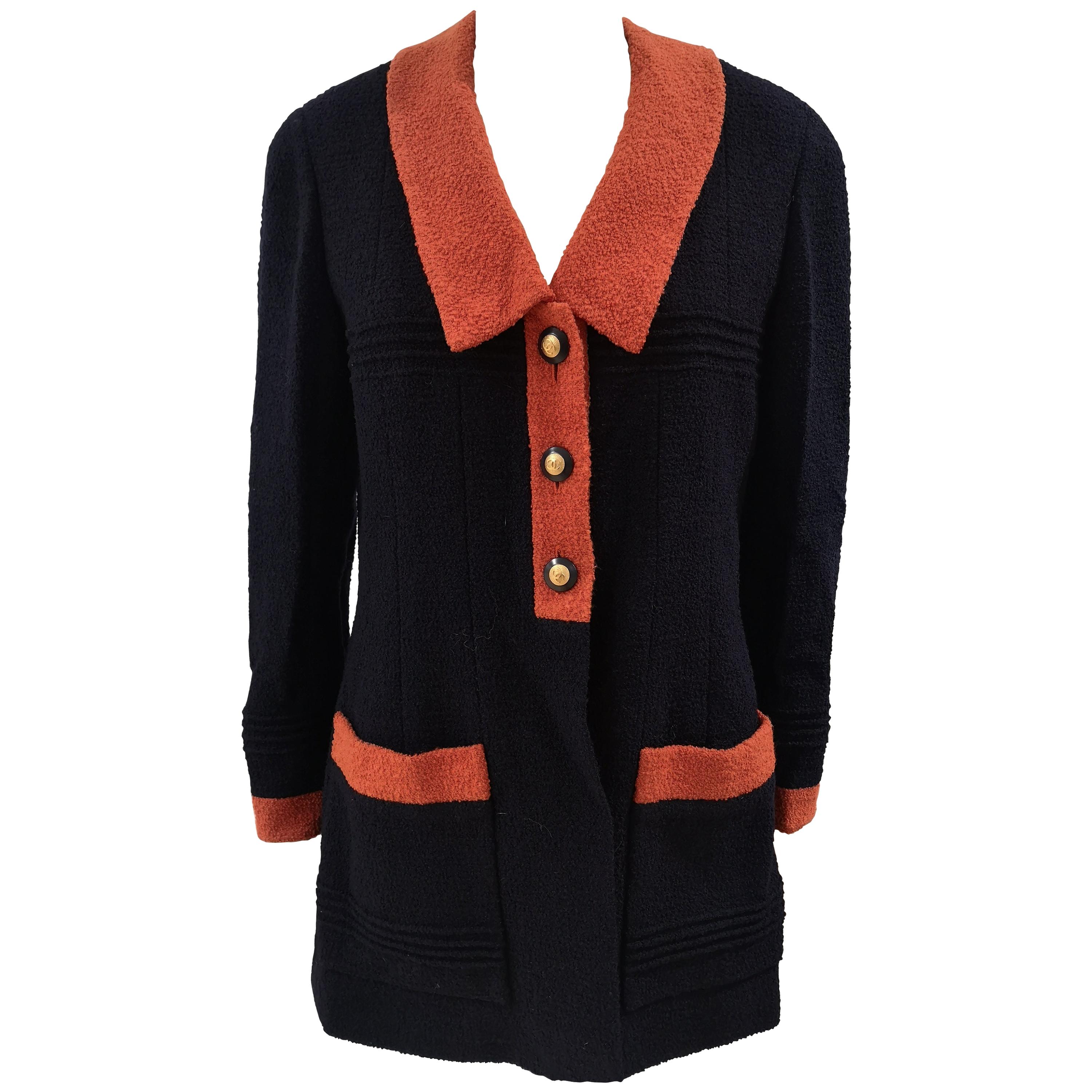 Chanel blue orange wool blazer / jacket