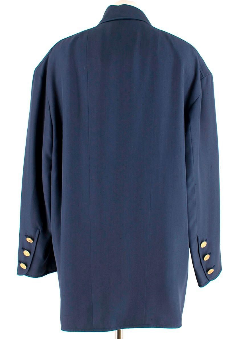 Chanel Blue Oversize Longline Jacket - Size US 8 In Excellent Condition For Sale In London, GB