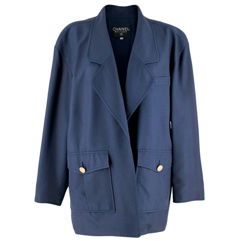 Chanel Blue Oversize Longline Jacket - Size US 8 For Sale
