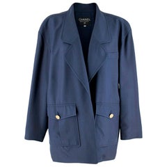 Chanel Blue Oversize Longline Jacket - Size US 8
